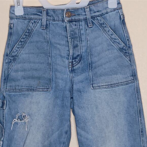 Celebrity Pink Jeans Juniors 0 Blue Carpenter High Rise Crop Straight Denim - Picture 4 of 12